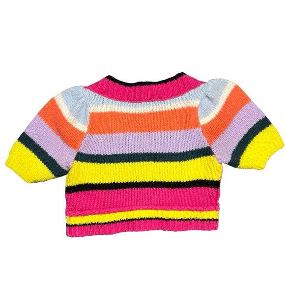 Free People Never Enough Color Stripped Cropped Sweater Wool Blend Size Medium - Picture 4 of 7